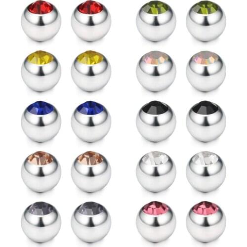 JFORYOU 60PCS 316L Surfical Steel Replacement Balls Body Jewelry Piercing Barbell Parts 14G Women Men