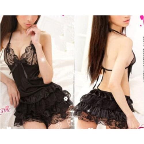 New Fashion Summer G-string Deep V-Neck Nightdress Lace Dress Hot Sale Women Nightgown Sexy Backless Lingerie Sleepwear