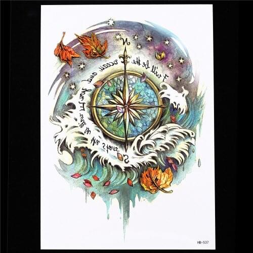 1 Piece Long Lasting Women Men Decal Maple Leaf Words Star Wave Tattoo Sticker Design HB537 Waterproof Temporary Tattoo Body Art