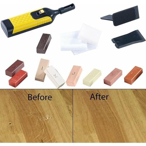 19Pcs Laminate Repair Kit Wax System Floor Worktop Sturdy Case Chips Scratches