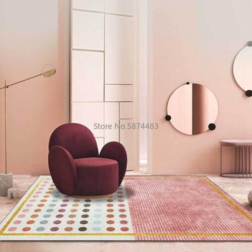 200*300cm modern light luxury gold frame gray pink dots girl room living room bedroom bedside carpet floor mat customization