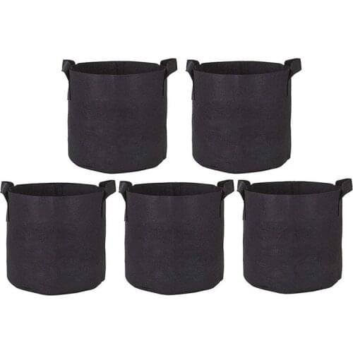5Pcs 3/4/5/7 Gallon Planting Bags Garden Fabric Strawberry Vegetable Seedling Grow Bags Felt Flower Growing Planter Pots