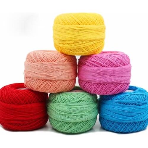 DIY Colorful Thin Lace Yarn Crochet Yarn 100% Cotton Yarn Hand Knitting Thread Sewing Machine Line