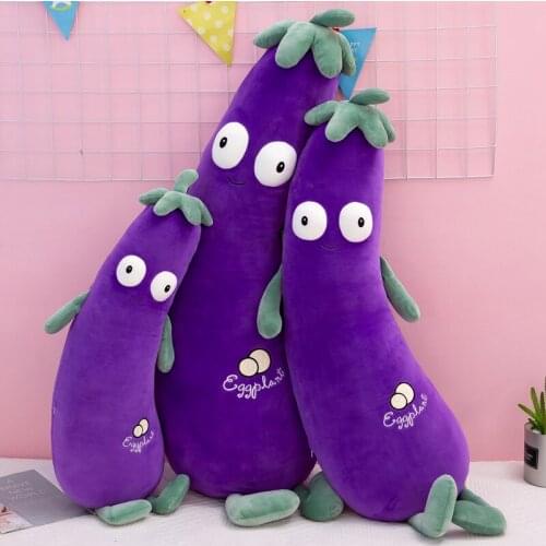 70/90/110cm Lovely Cartoon Eggplant Plush Toys Stuffed Vegetable Dolls Soft Kawaii Plant Pillow Sofa Cushion For Kids Baby Gift