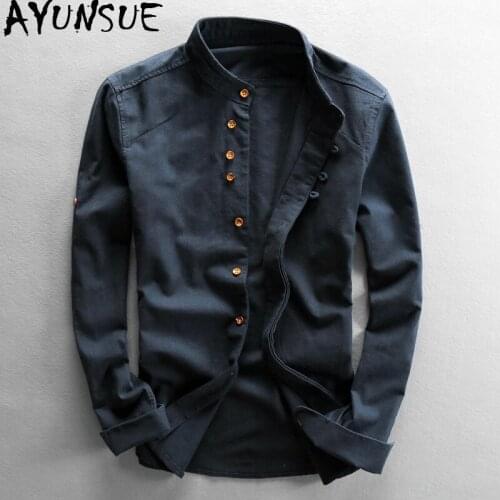Мужские хлопковые рубашки AYUNSUE China At AliExpress