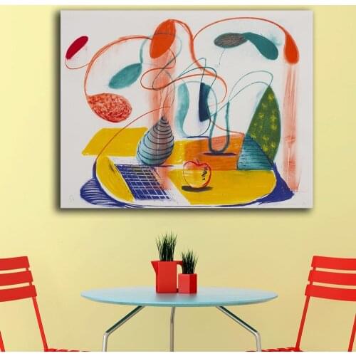 Free Shipping Table Flowable, 1991 by DAVID HOCKNEY Painting Home Decor On Canvas Modern Wall Art Canvas Print Canvas Painting