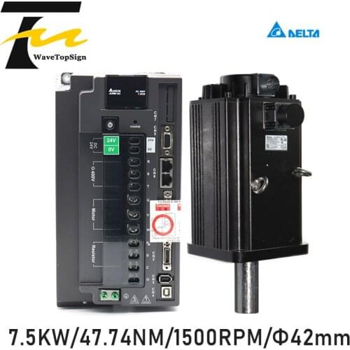 Delta 7.5KW 400V Absolute Servo Motor Driver ASD-A2-7543-M and Servo Motor Driver ECMA-LA1875R3/S3 1500rpm