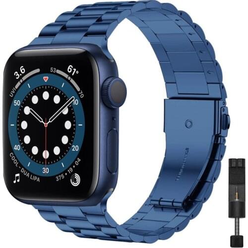 For apple watch 6 44mm 40mm band series 4 5 se link bracelet for iwatch 3 42mm 38mm strap Stainless Steel upgraded adapter bands