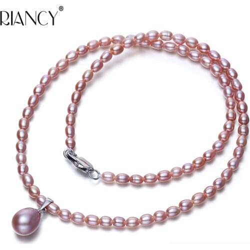 Trendy Natural freshwater Small Pearl Pendants Choker Necklace 925 sterling silver Jewelry wedding gift