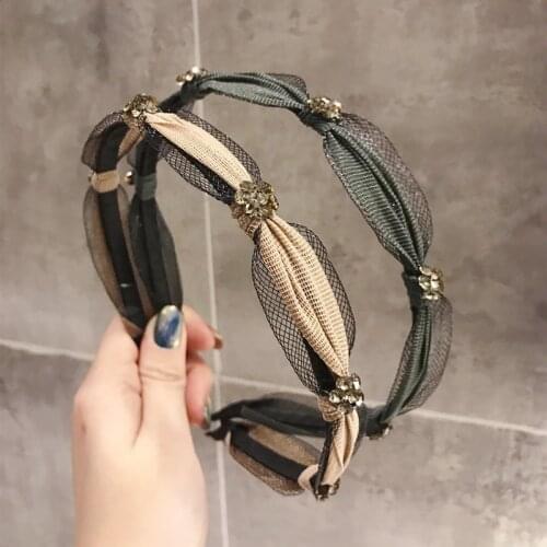Korea Yarn Weaving Czech Diamond Hairbands High Quliaty Hair Accessories For Girls Hair Bows Flower Crown Headbands For Women