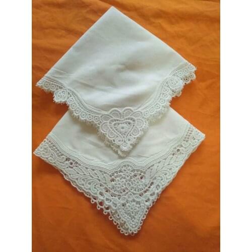 Lace pure cotton lace handkerchief wedding companion hand gift pure white handkerchief