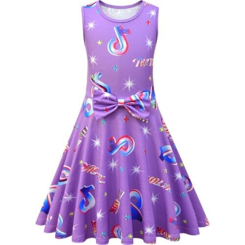 Summer Dress For Girl 2021 Tik Tok Print Clothes for Kids Party Dresses Cotton Liittle Toddler Clothing Baby Dresses