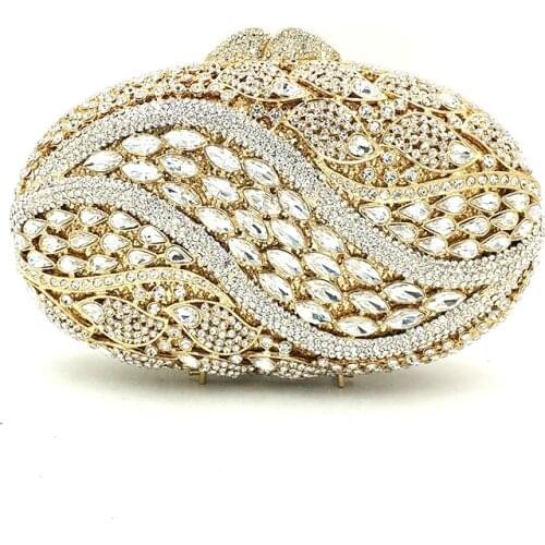 Fashion women evening party handbag diamonds elegant purses luxury clutch bridal wedding party egg shape crystal purses bag