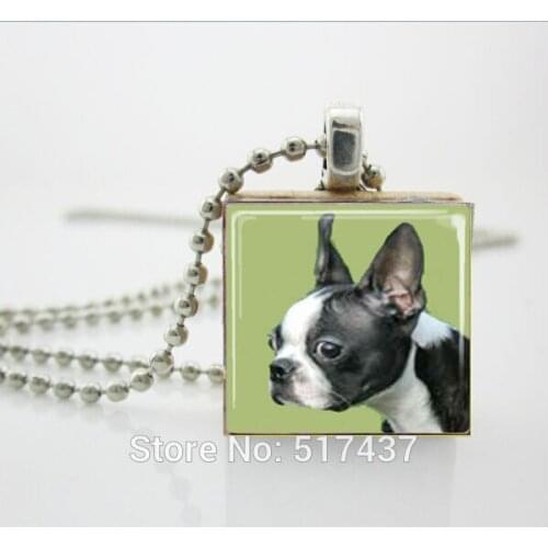Fashion Necklaces For Women 2014 Vintage - Scrabble Tile Jewelry - Boston Terrier Pendant - Scrabble Tile Necklace