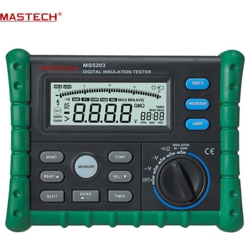 MS5203 High Precision Megger Digital Insulation Resistance Meter Tester Multimeter 10G 1000V Medidor De Aterramento