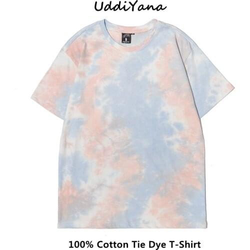 2021 Summer Fashion Vintage Women Tee Shirt Oversized Tie Dye Cotton T-Shirts Mens Harajuku Sweatshirt Skateboard Y2K Clothes
