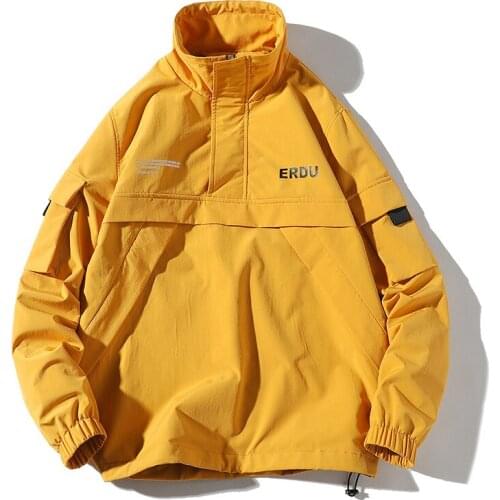 Men Harajuku Patchwork Jackets Coats 2020 Japanese Streetwear Vintage Windbreaker Korean Hooded Bomber Jackets Man Overcoat