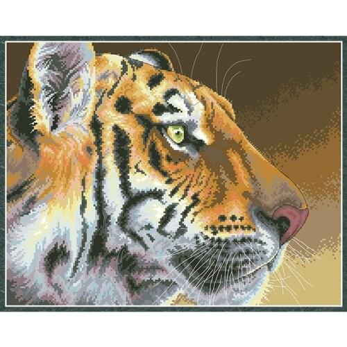 Tiger Counted Cross Stitch Kits Embroidery 11CT 14CT Animal Printed Fabric Needlework Sets Diy Crafts Home Decorations Paintings
