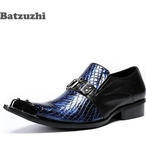 2018 New Genuine Leather Men Oxford Shoes Slip on Business Men Pointed Shoes Brand Men Wedding and Party Men Dress Shoes, US12