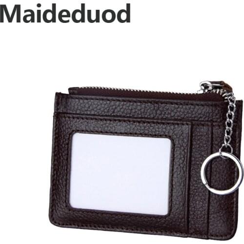 Maideduod new fashion Unisex Genuine Leather Zipper Credit Card Holder Wallet Bank Credit Card Case ID Holders High Capacity
