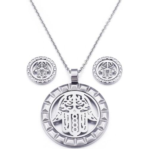 New Street Palm Earrings Necklace Set Jewelry