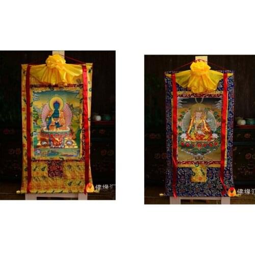 Wholesale Buddhist supplies 2P--87 CM Thang-ga Thangka -efficacious Protection Guru Rinpoche Padmasambhava the Medicine Buddha
