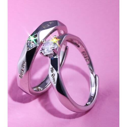 Couple Rings His Queen&Her King Engraved Wedding Ring for Women&men Finger Rings