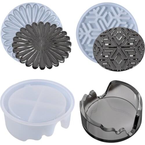 Coaster Epoxy Resin Mold Round Cup Mat Storage Box Silicone Mould DIY Crafts Ornaments Home Decorations Casting Tools