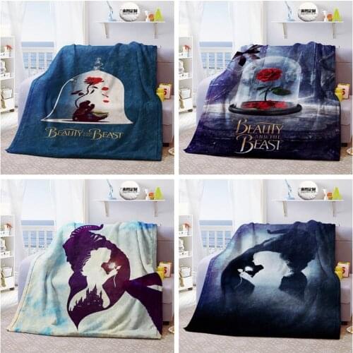 Disney Beauty and Beast Blanket Throw Belle Princess Anime Cartoon Customized Bedding Bedspread on Bed Sofa Couch Girls Kid Gift