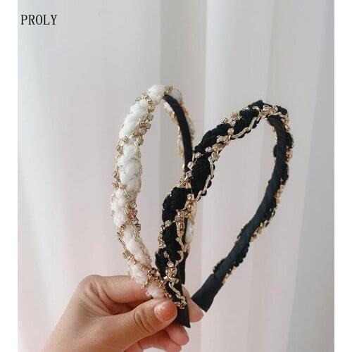 PROLY New Fashion Women Hairband Shining Rhinestone Winding Light Braid Headband New Spring Hair Accessories Girls