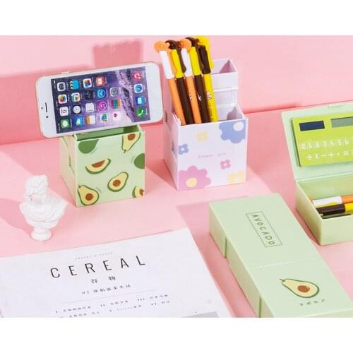 Detachable Pen Holder Mobile Phone Storage Holder Office Makeup Brush Plastic Container Desk Organizer Stationery Pencil Case