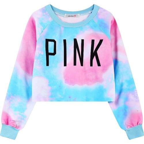 Spring Autumn Summer women Fashion Hoodies Printed Pink Letters Pink Womens Casual Sweatshirt Short Hoody Sudaderas SFHO1501