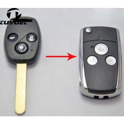 3 Button Modified Flip Remote Key Shell for Honda CR-V Fit Accord Pilot civic Replacement Folding Key Shell Cases Keyless Fob