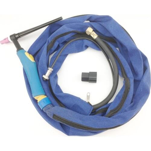WP-9F Flex TIG Torch Gas Power Integrated Hose Burner 4M (12.5Feet) Zipper Jeans Cloth Cover Hood 125Amp