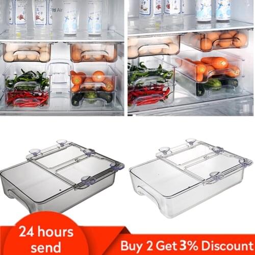 Refrigerator Drawer Organizer Compartment Transparent Fridge Storage Bin Egg Containers Kitchen Drawer Organizer Makeup Box