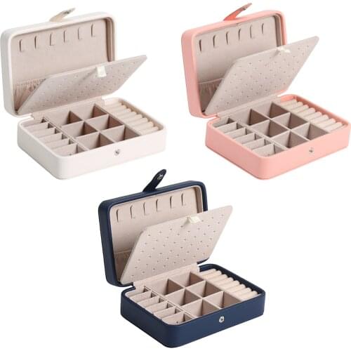 Elegant Jewelry Box PU Leather Double Layer Display Storage Case Bag for Home Travel