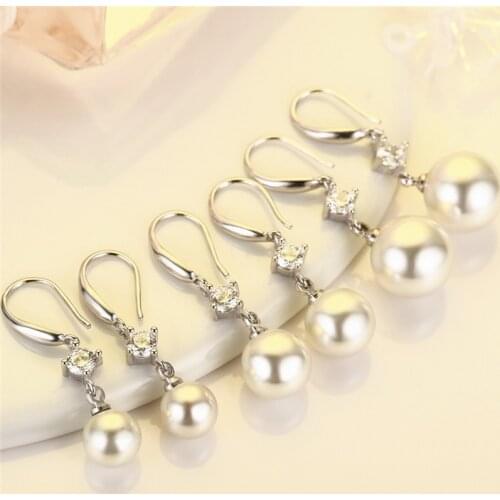 Women Cute Romantic Pearl Earrings White Copper Anti-allergy Ear Hook Earring Jewelry Crafts Fashion Personality