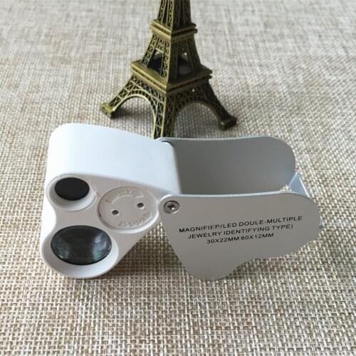 2 pcs 30X & 60X double lens Triplet Loupe Jewelry Portable Mini Eye Magnifier