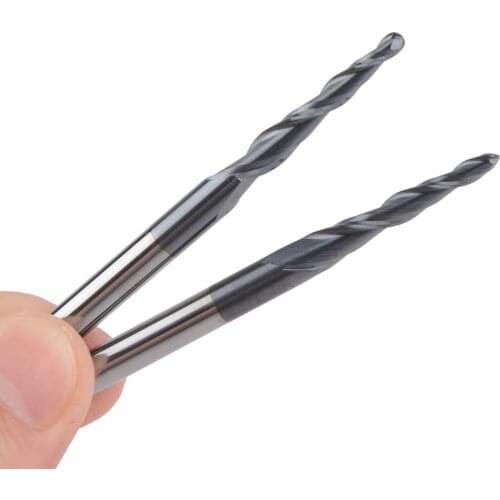 2pcs/lot R1.5*D6*30.5*75L*2F solid carbide 6mm Ball Nose Tapered End Mills router bits cnc taper wood metal milling cutter
