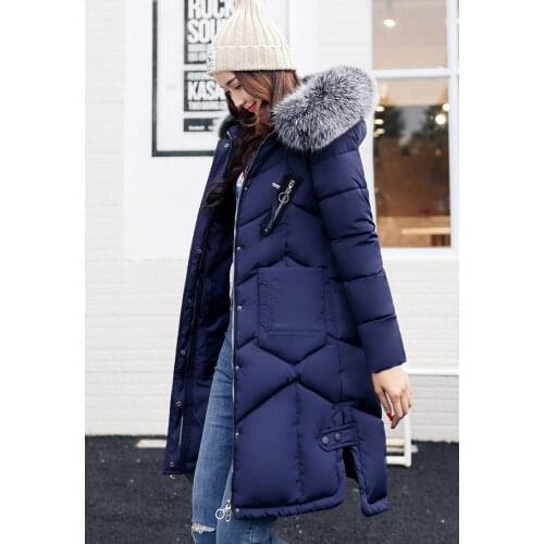 2018 winter women hooded coat fur collar thicken warm long jacket female plus size 3XL outerwear parka ladies chaqueta