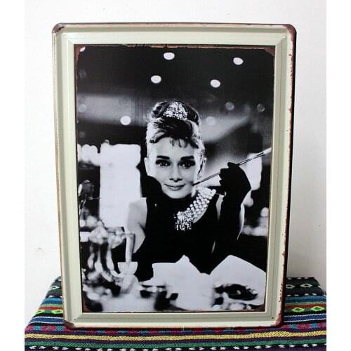 30pcs/lot Metal Sign shabby chic Wholesale Audrey Hepburn wall sign Art decoration House Cafe Bar Vintage Metal signs Big N-27 M