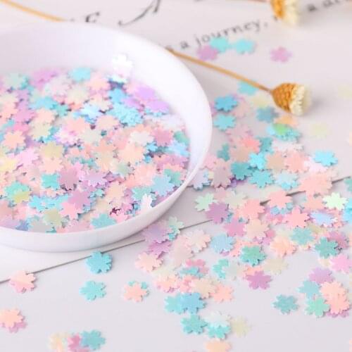 5mm Ultrathin Sakura Flower Sequin Pink Cherry Blossoms DIY Sequins PET Glitter For Nails Art manicure/wedding confetti 10g