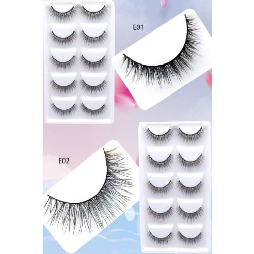 5Pairs 3D Mink Eyelashes Natural Curling Shor Thick Long Eye Lashes Wispy Makeup Beauty Extension Tools Dolls Eyelashes