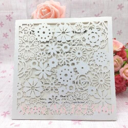 50pcs Laser Cut Cards Romantic Wedding/Business/Party/Birthday Invitation Cards Party Greeting Card Delicate Carved Supplies