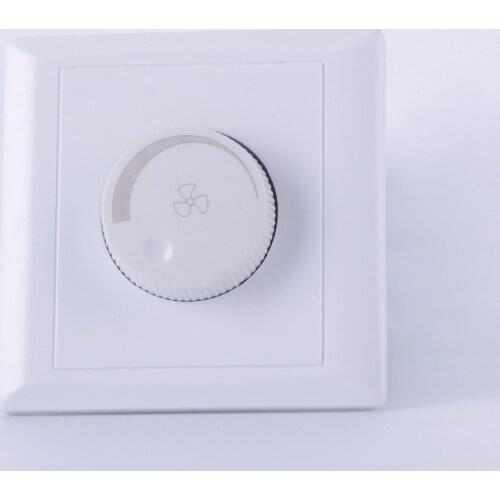 220V Flush Mounted White Plastic Fan Speed Adjustable Regulator Wall Mount Switch 86x86mm 15W-200W