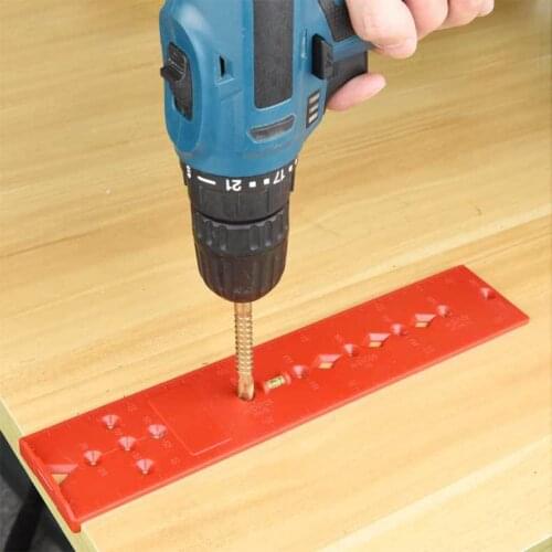 Woodworking Drill Punch Locator Jig Drill Guide Plastic Bubble Level Ruler Locator Hole Punch Tool for Woodworking