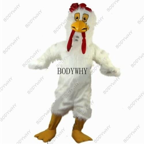 White Long Fur Chicken Mascot Costume Cosplay Party Game Fancy Dress Animal Activity Performance Parade Advertising Adults Size