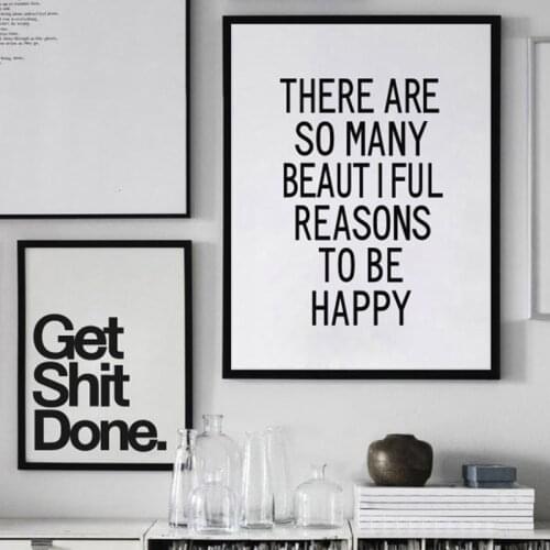 Happy Quote Canvas Painting Wall Art Print For Home Living Room Bedroom Modern Decoration
