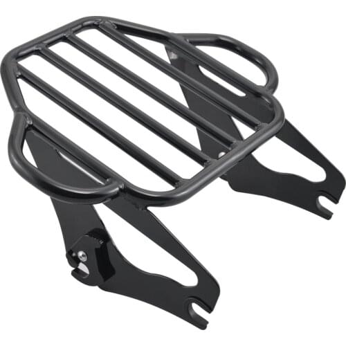 Chrome/Black Steel Motorcycle Detachable Backrest Sissy Bar Luggage Rack Fits for Harley '09-later Touring Road King models