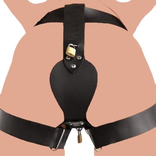 PU Leather Female Chastity Belt Feminization and Leg Cuffs BDSM Bondage Restraints Kit Sex Fetish Bondage Adult Games for Women